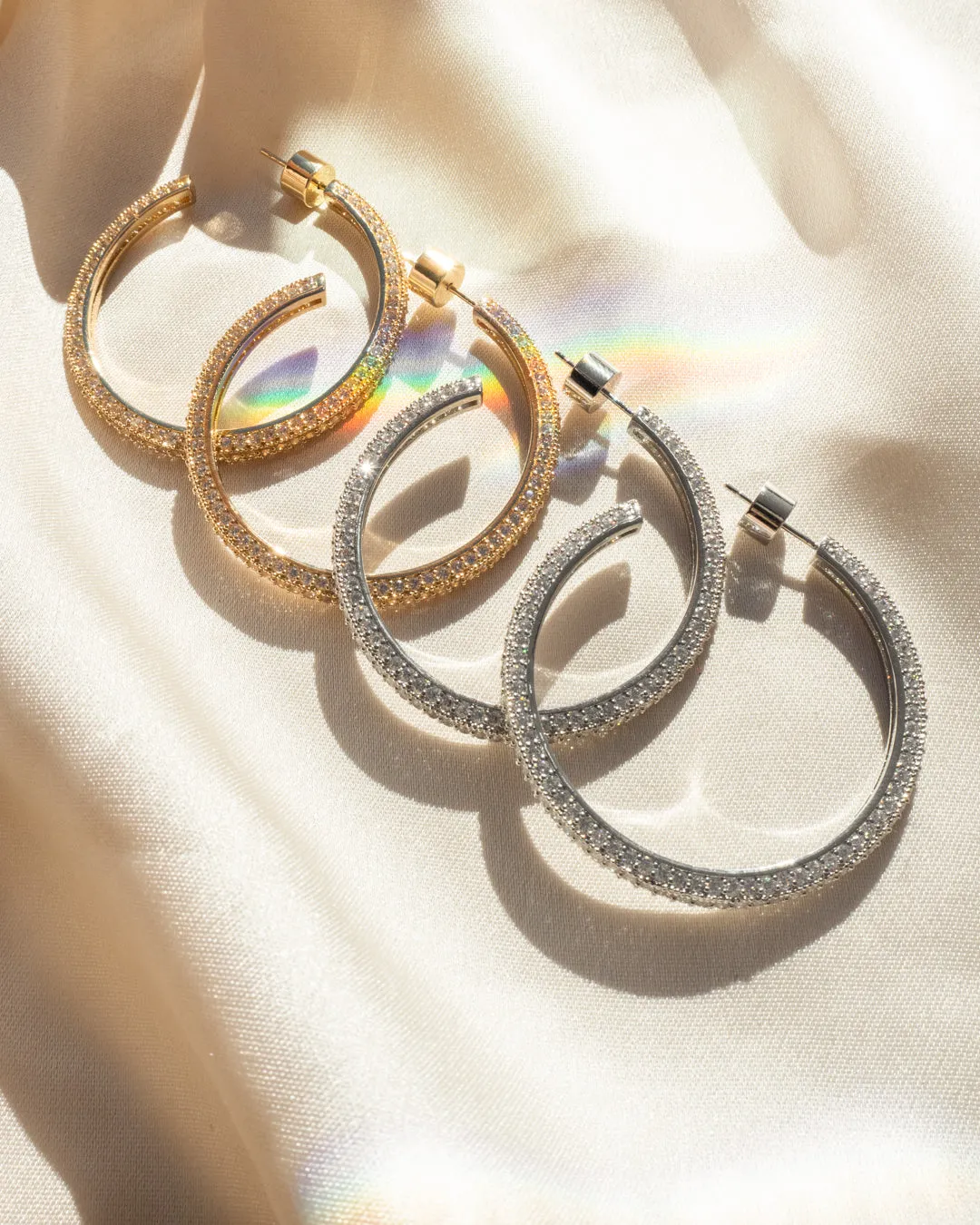 Pave Josephine Hoops- Silver sold by Luv Aj product image thumbnail 3