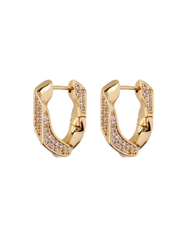 Pave Cuban Link Hoops- Gold sold by Luv Aj