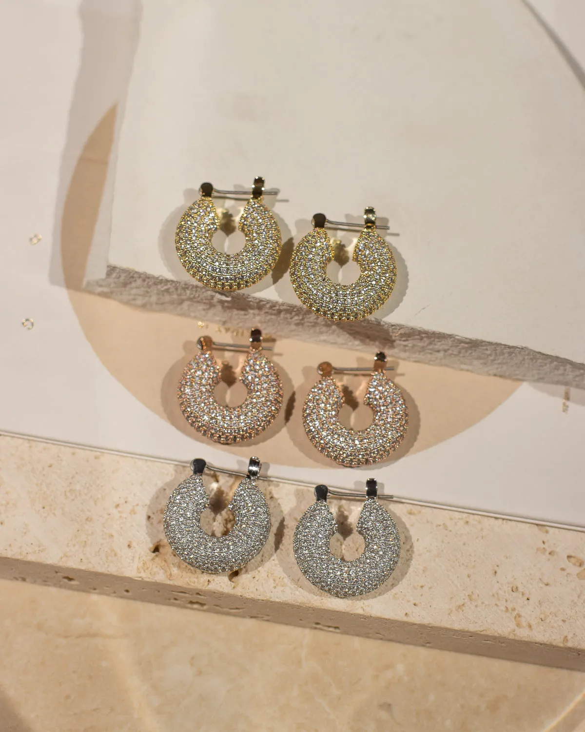 Pave Mini Donut Hoops- Rose Gold sold by Luv Aj product image thumbnail 2