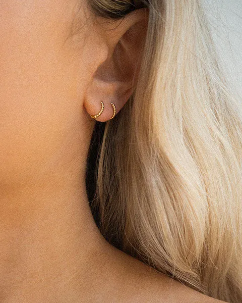 Mini Continuous Beaded Huggies- Rose Gold sold by Luv Aj product image thumbnail 2