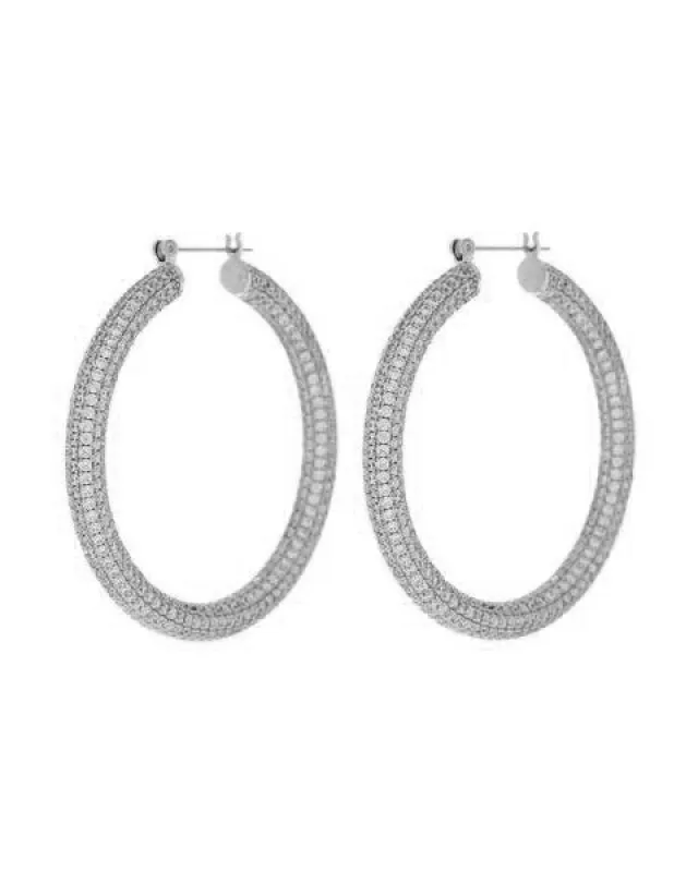 Pave Amalfi Hoops- Silver sold by Luv Aj