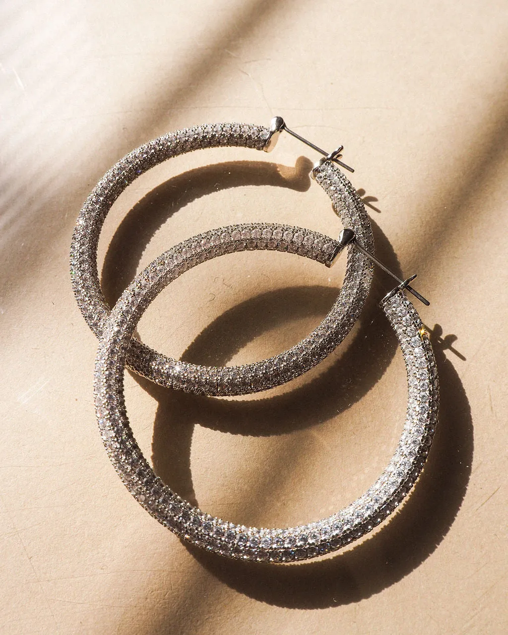 Pave Amalfi Hoops- Silver sold by Luv Aj product image thumbnail 5