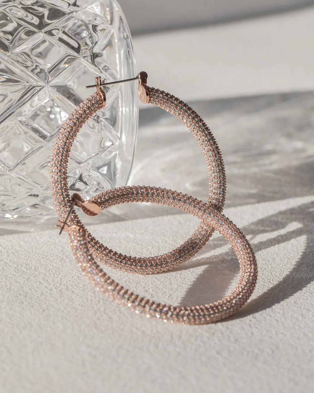 Pave Amalfi Hoops- Rose Gold sold by Luv Aj product image thumbnail 3