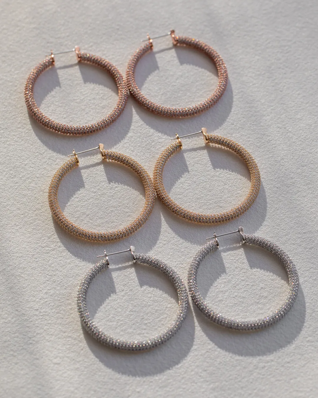 Pave Amalfi Hoops- Rose Gold sold by Luv Aj product image thumbnail 5