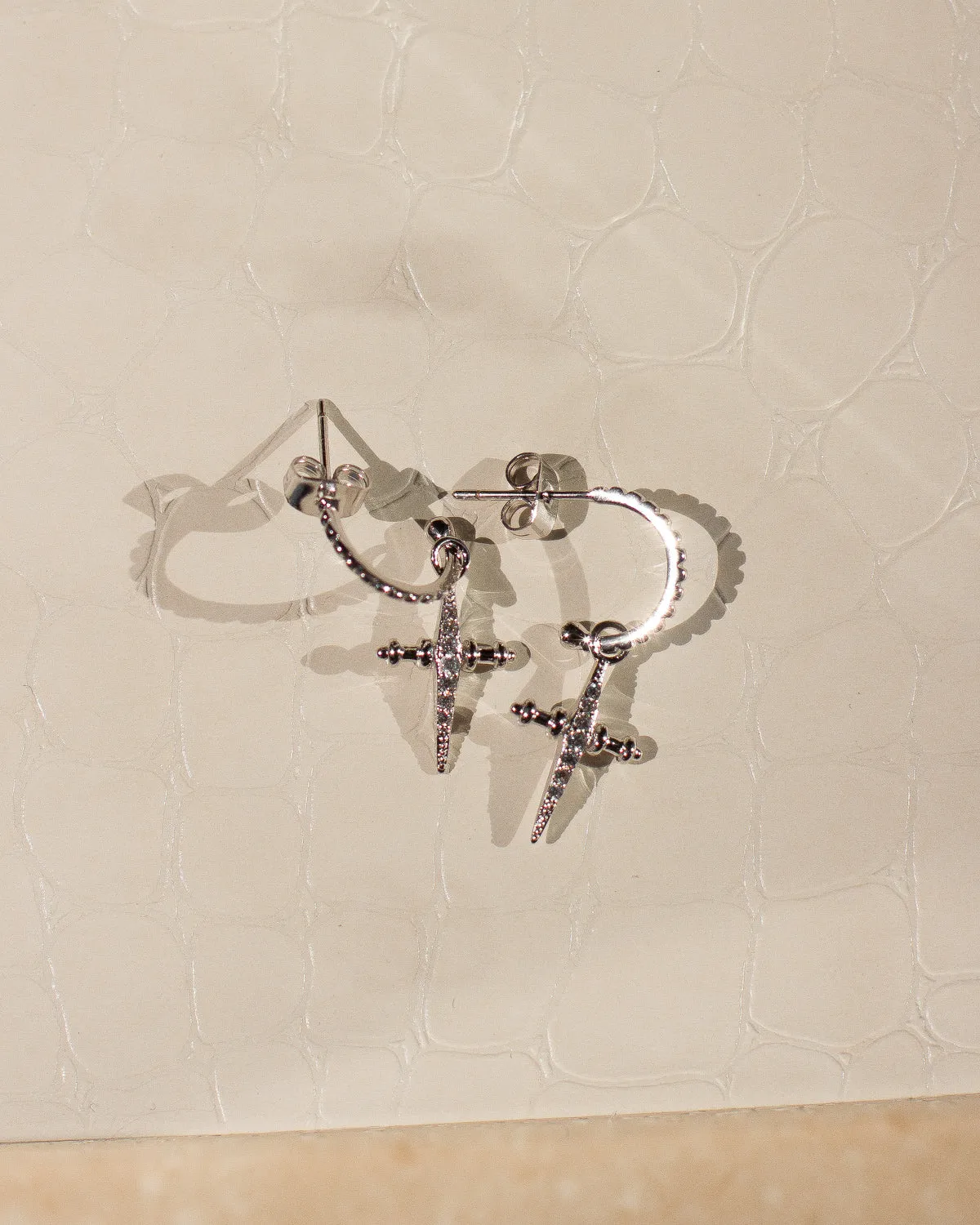 Pave Mini Cross Hoops- Silver sold by Luv Aj product image thumbnail 5