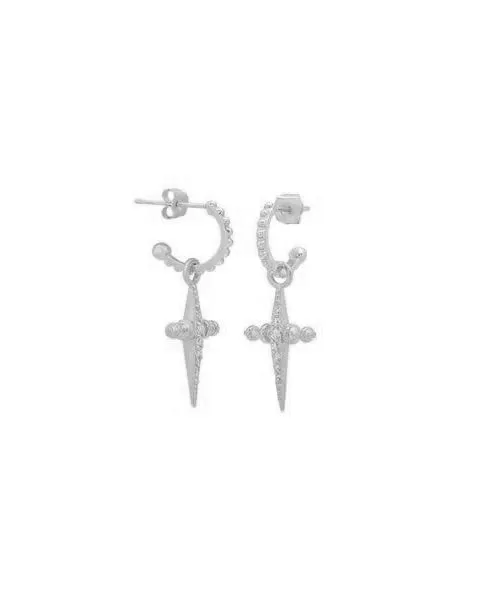 Pave Mini Cross Hoops- Silver sold by Luv Aj