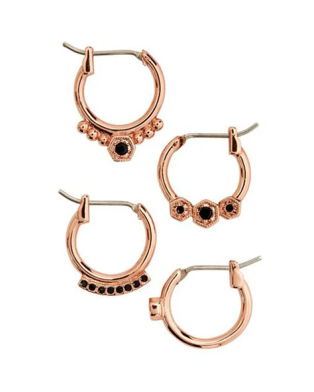 Full Bloom Hoop Earring Set- Rose Gold sold by Luv Aj