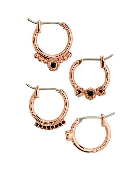 Full Bloom Hoop Earring Set- Rose Gold sold by Luv Aj