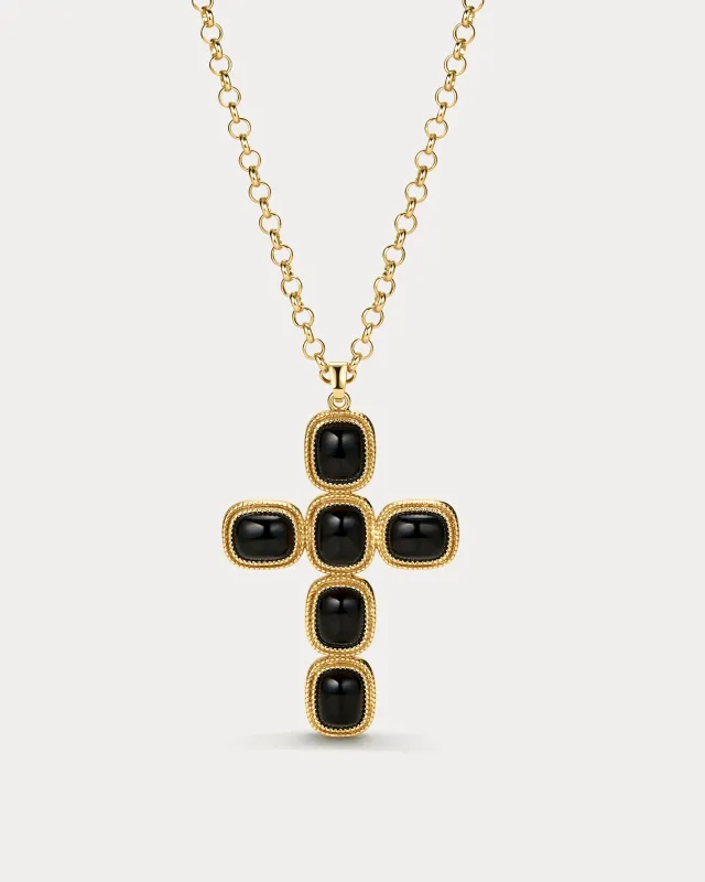The Midnight Mesa Cross Necklace- Gold made by Luv Aj