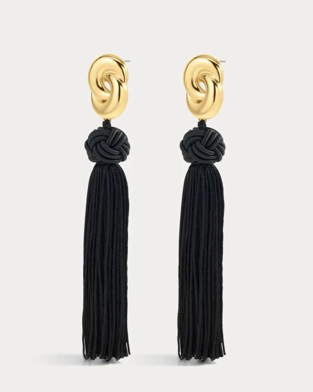 The Solstice Knot Tassle Earrings-Gold made by Luv Aj