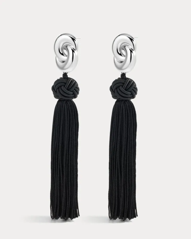 The Solstice Knot Tassle Earrings-Silver made by Luv Aj