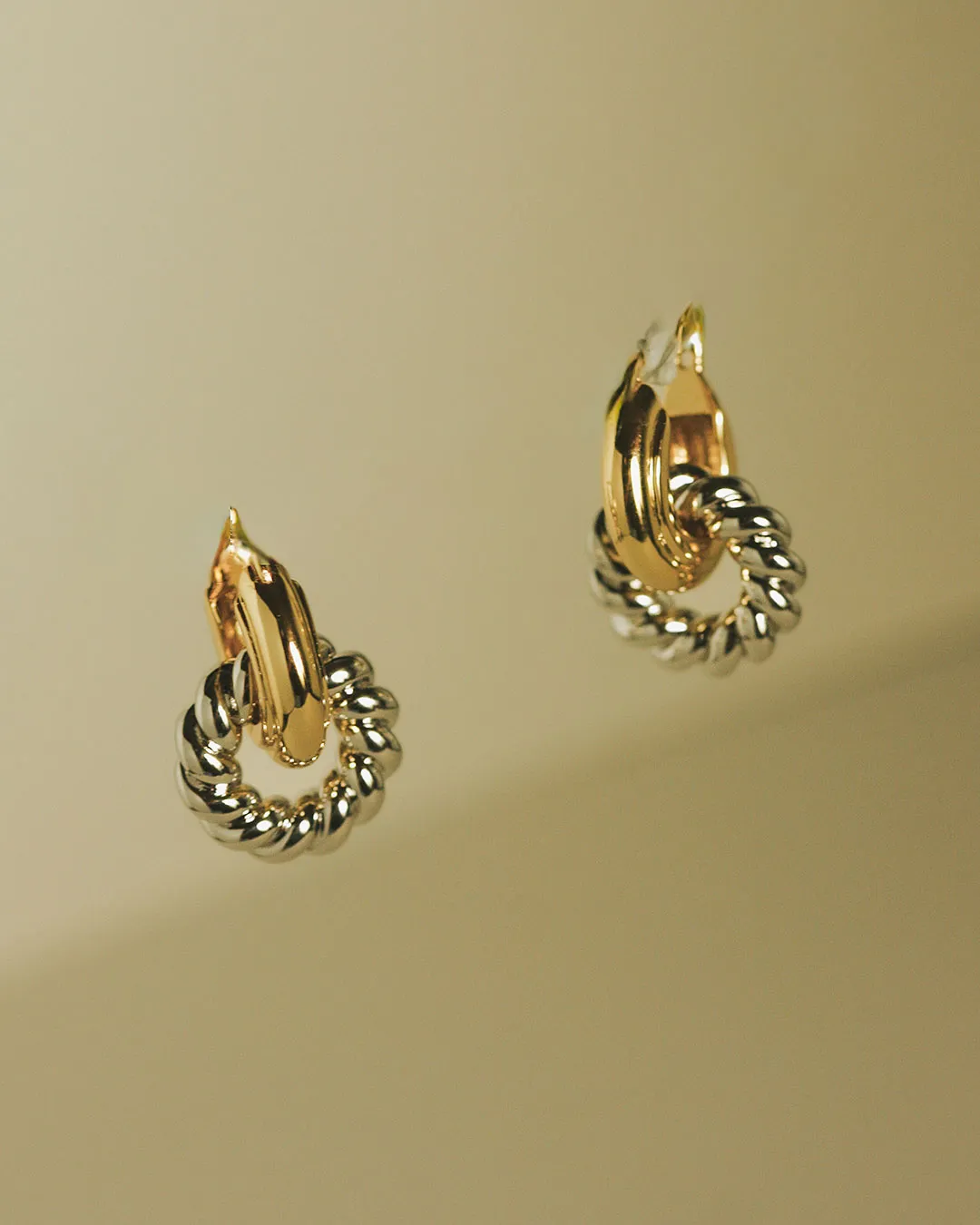 The Two-Tone Rope Interlock Hoops- Gold sold by Luv Aj product image thumbnail 2