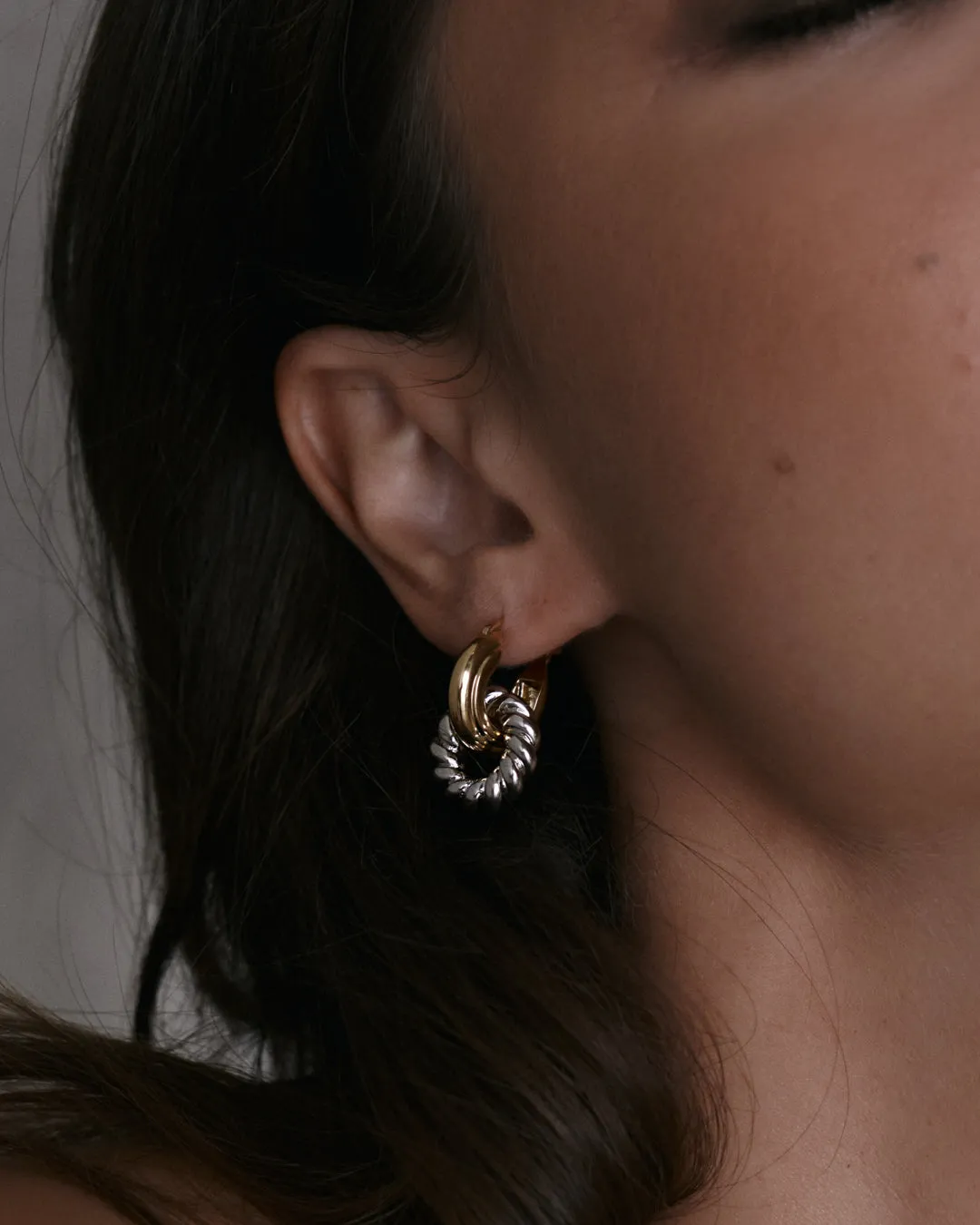 The Two-Tone Rope Interlock Hoops- Gold sold by Luv Aj product image thumbnail 3