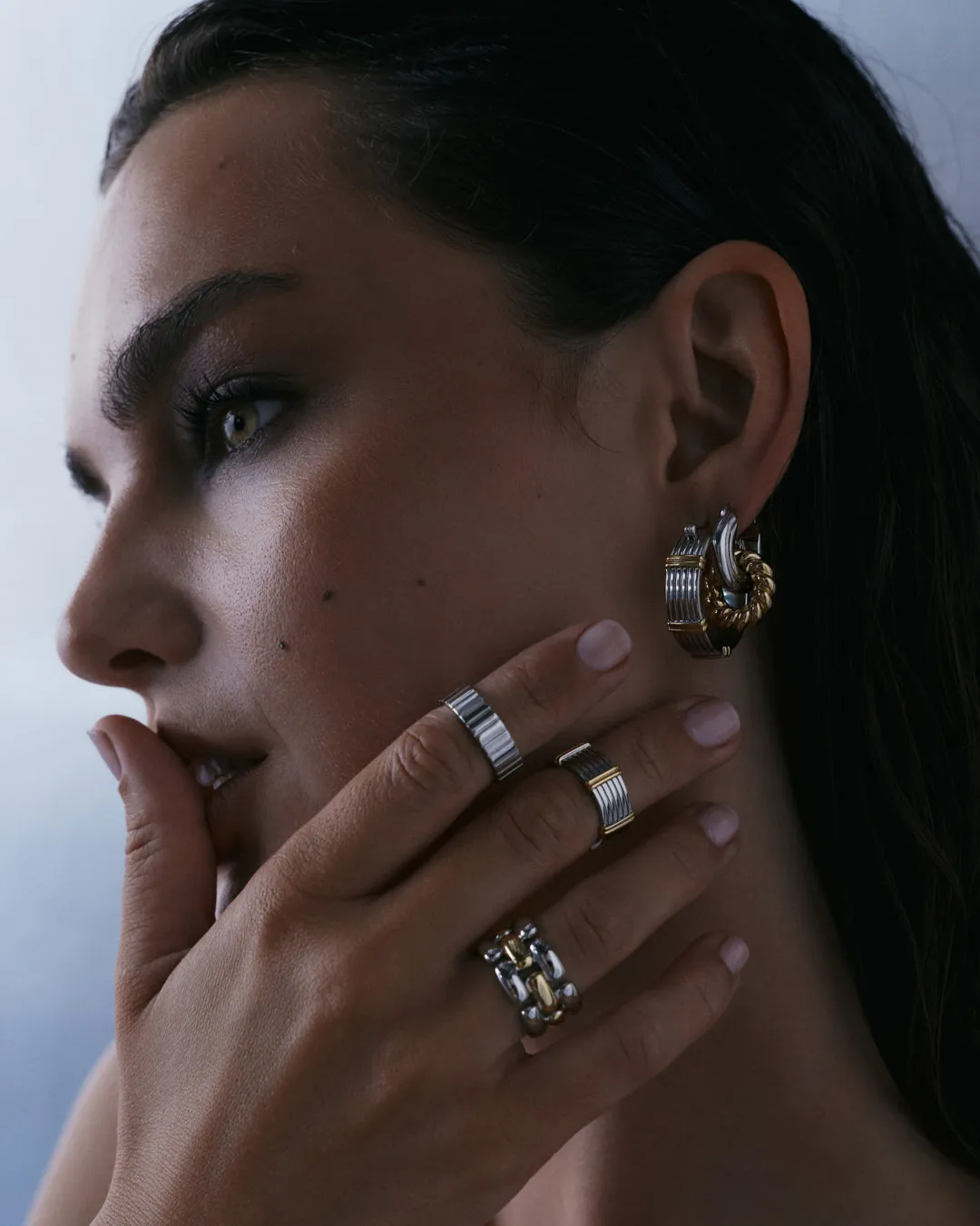 The Two-Tone Rope Interlock Hoops- Gold sold by Luv Aj product image thumbnail 4