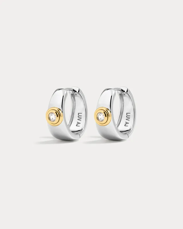 The Luna Bezel Hoops-Silver made by Luv Aj