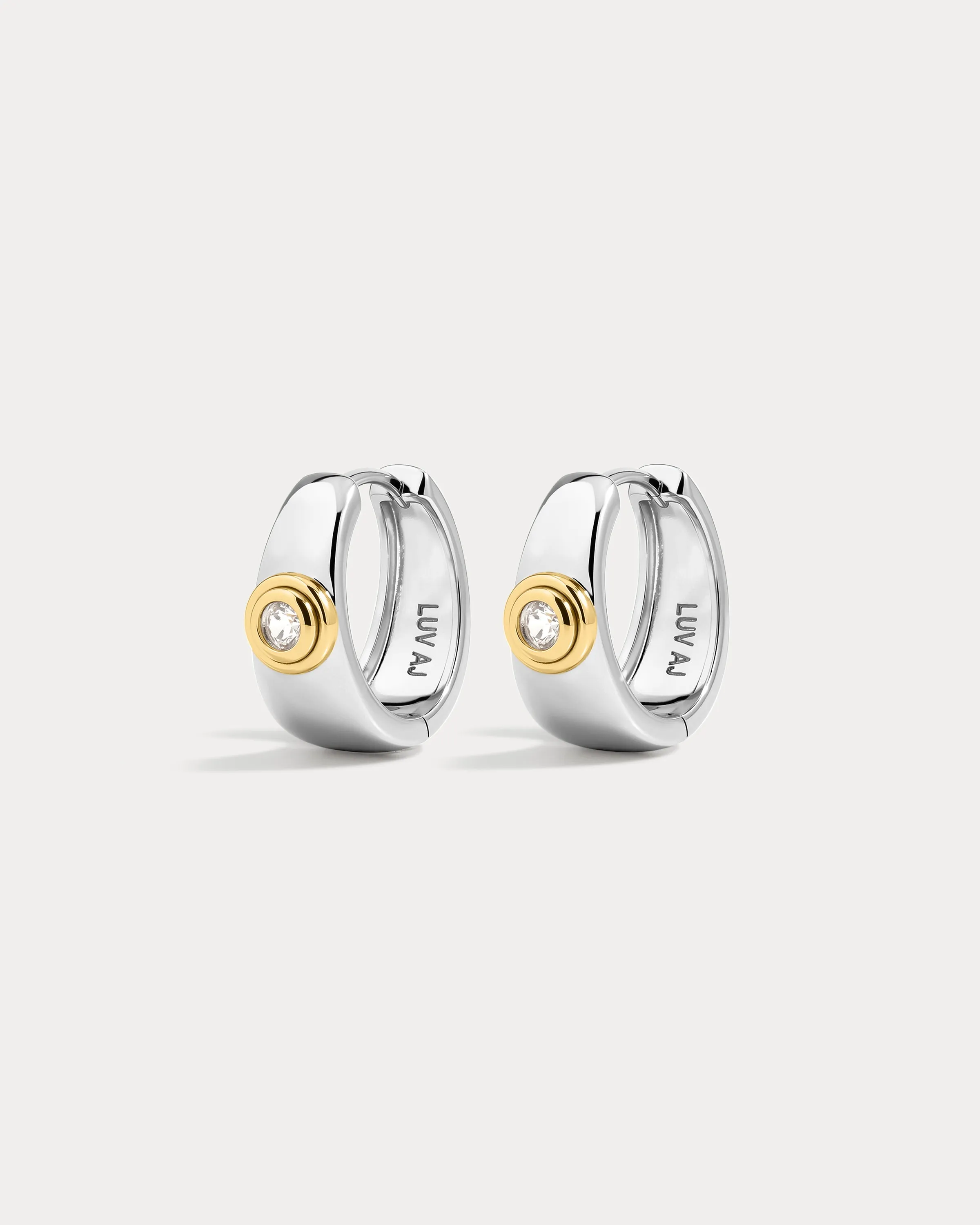 The Luna Bezel Hoops-Silver sold by Luv Aj