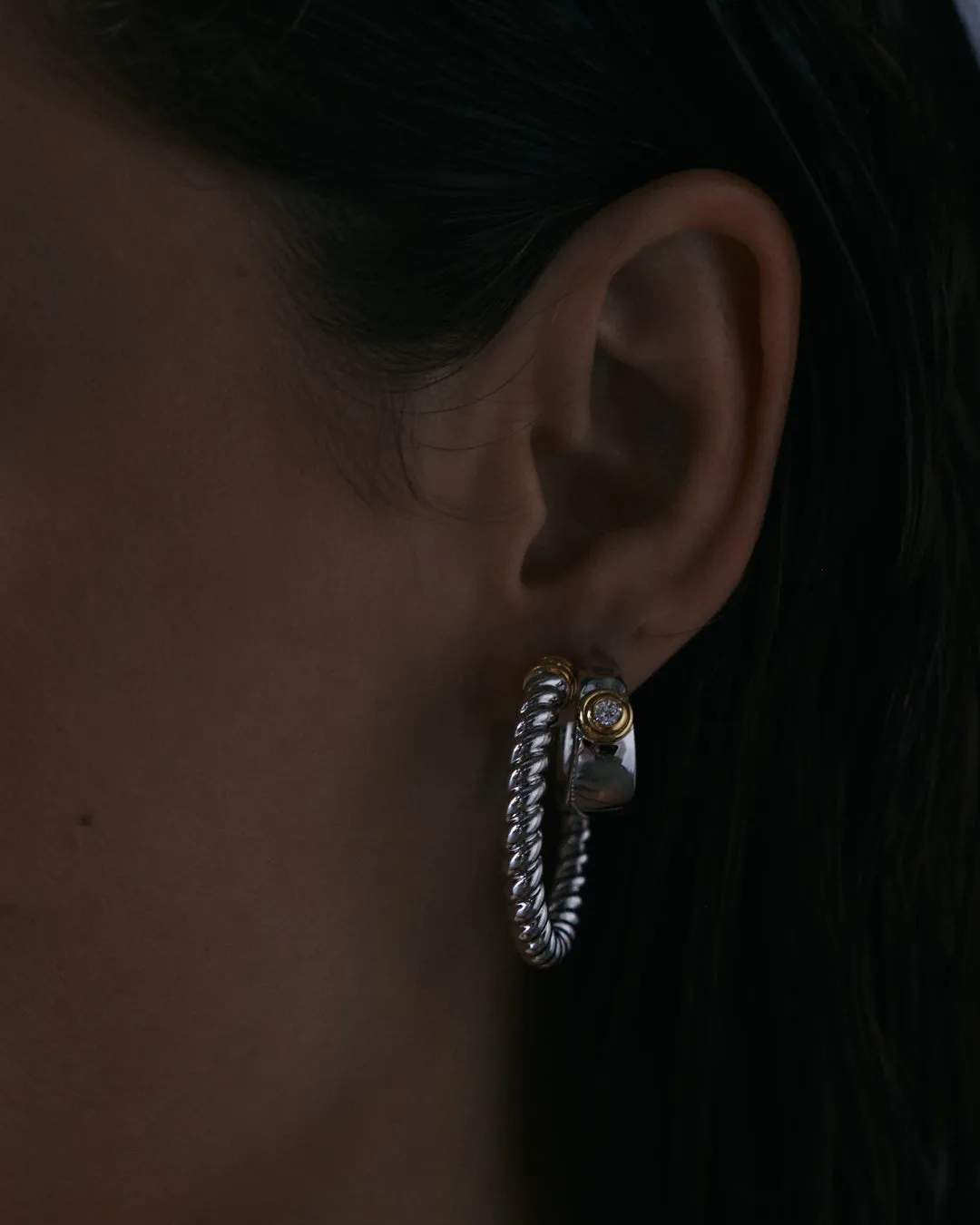 The Luna Bezel Hoops-Silver sold by Luv Aj product image thumbnail 2