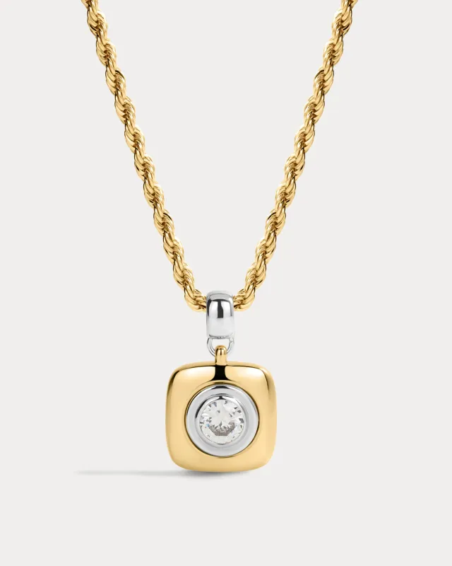 The Luna Bezel Pendant Necklace-Gold (Ships Mid April) made by Luv Aj