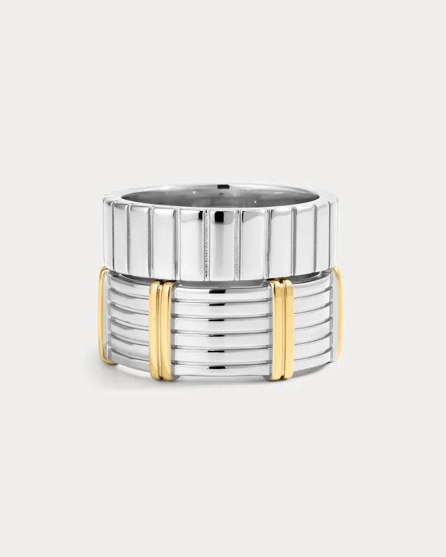 The Luna Bezel Ring Set-Silver made by Luv Aj