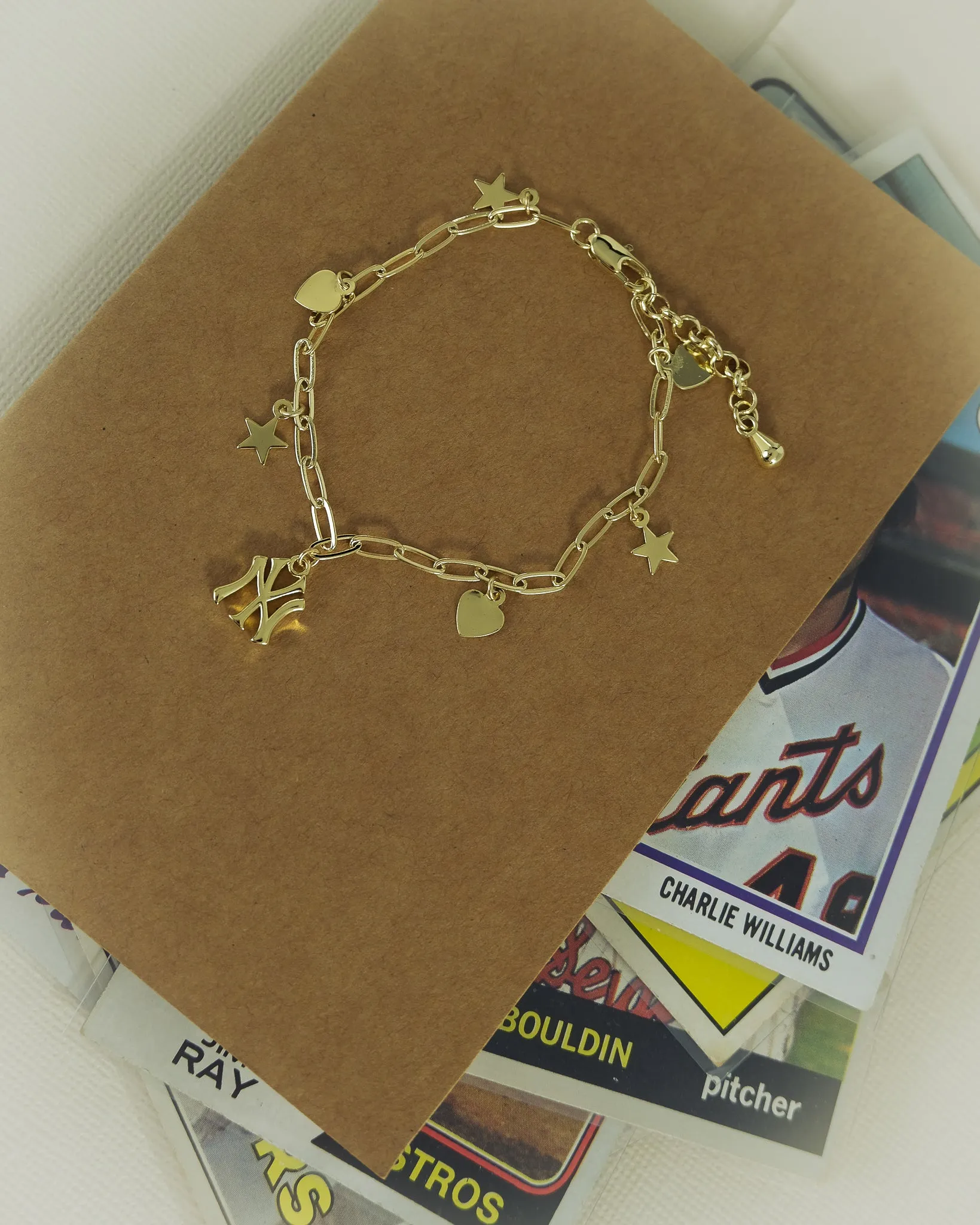 The MLB Star + Hearts Logo Charm Bracelet- Gold sold by Luv Aj product image thumbnail 2