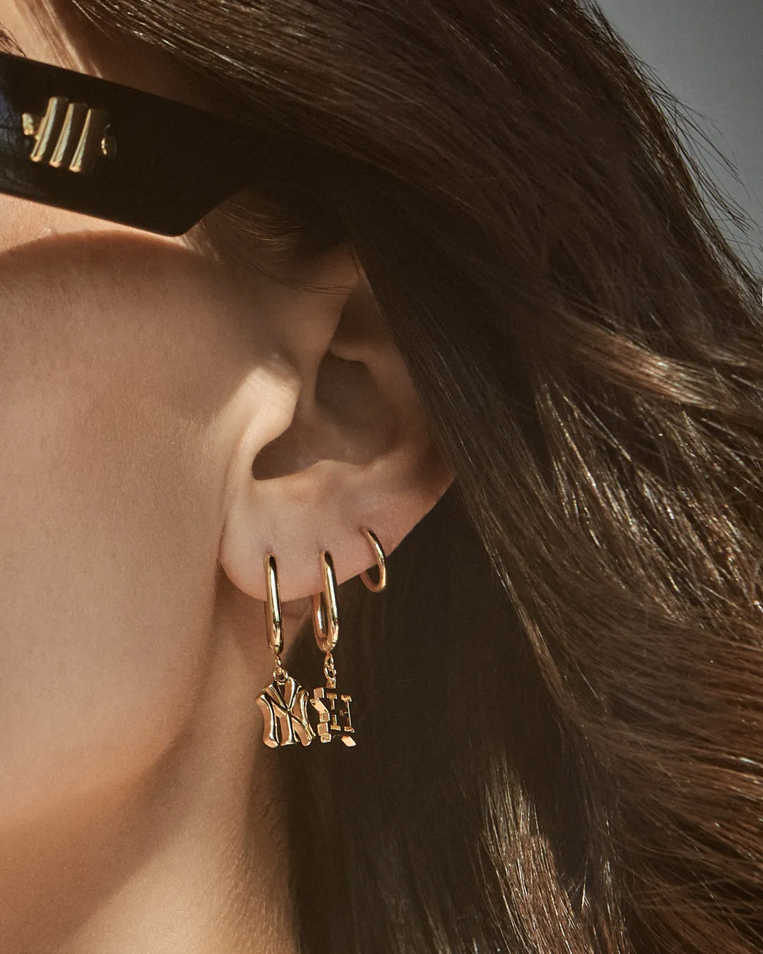 The MLB Logo Charm Oval Hoop Earrings- Gold sold by Luv Aj product image thumbnail 4