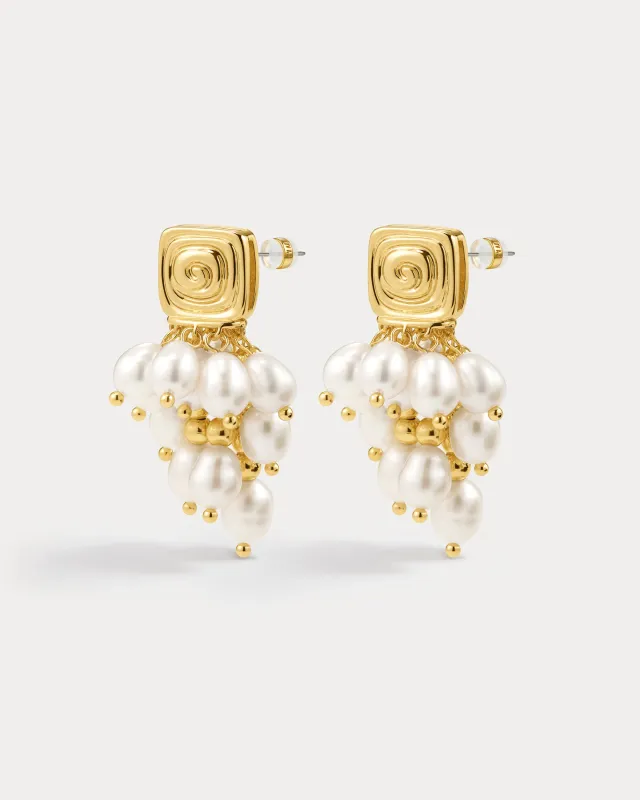 The Seychelles Pearl Statement Studs-Gold (Ships Late May) made by Luv Aj