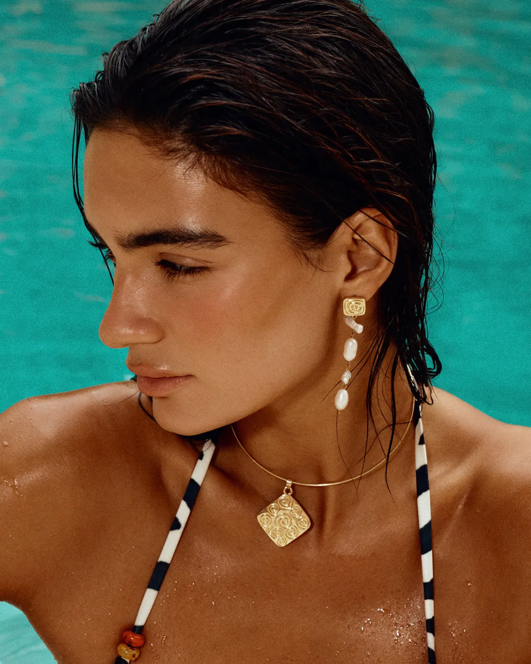 The Seychelles Pearl Drop Studs- Gold sold by Luv Aj product image thumbnail 2