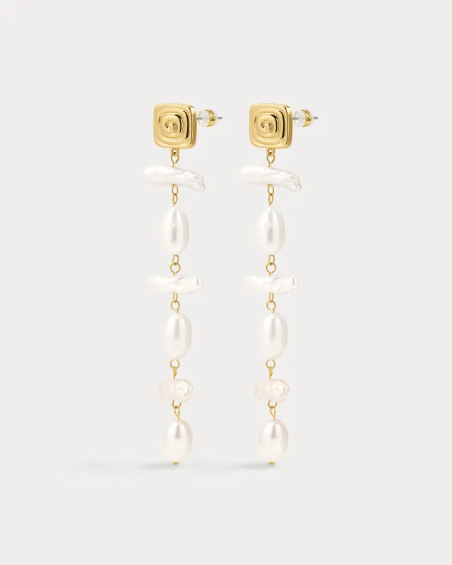The Seychelles Pearl Drop Studs- Gold made by Luv Aj
