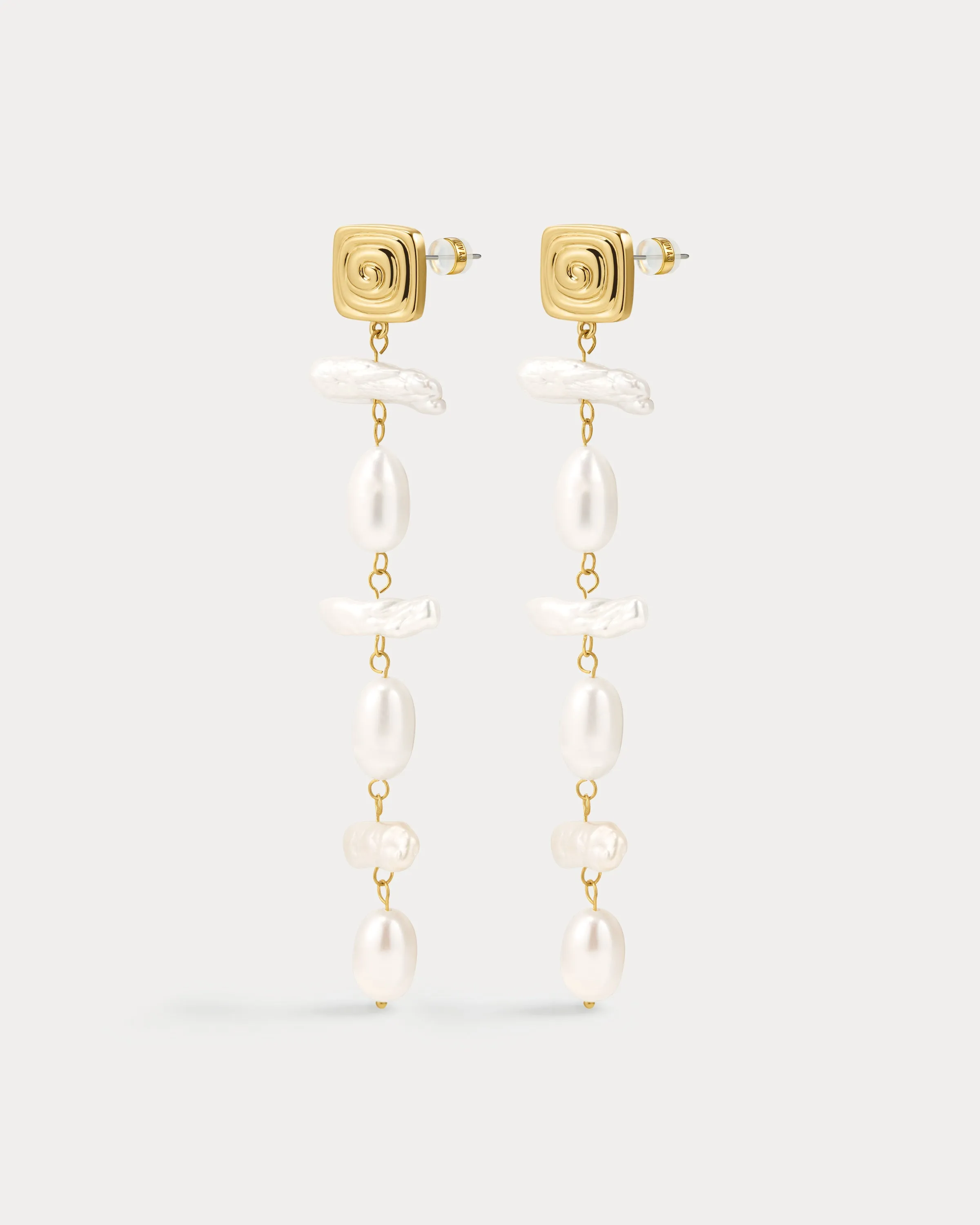 The Seychelles Pearl Drop Studs- Gold sold by Luv Aj