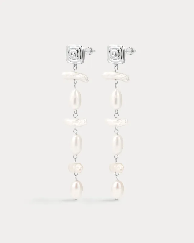 The Seychelles Pearl Drop Studs- Silver made by Luv Aj