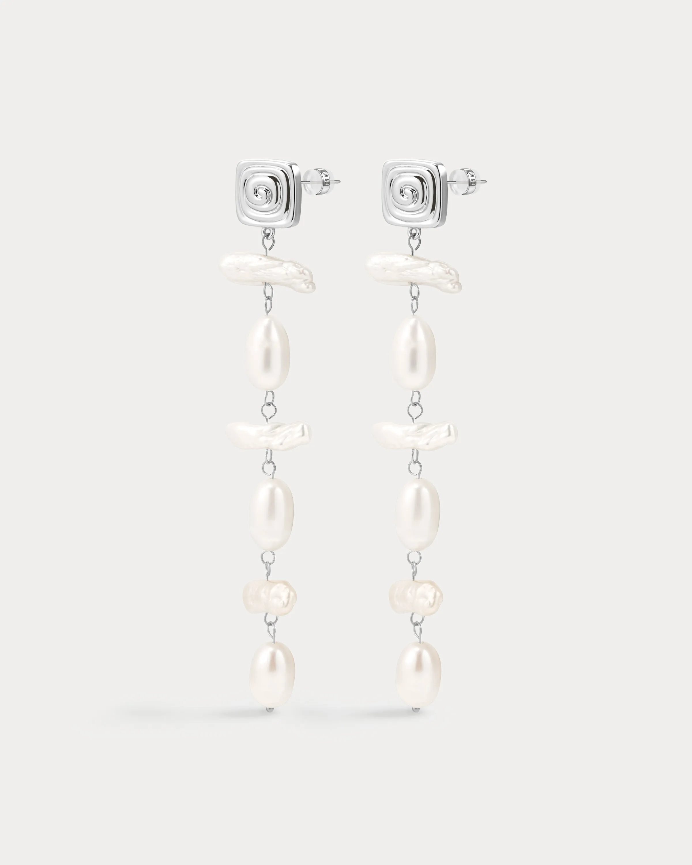 The Seychelles Pearl Drop Studs- Silver sold by Luv Aj