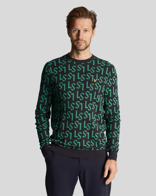 Golf Monogram Knitted Crew Neck Jumper sold by Lyle & Scott