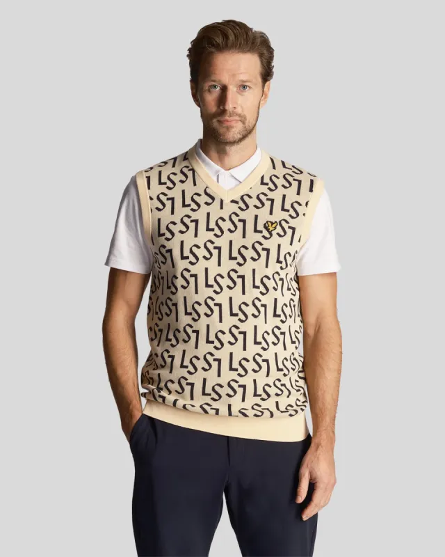 Golf Monogram Knitted Vest sold by Lyle & Scott