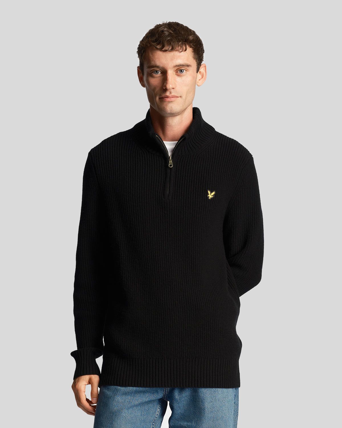 Ribbed Quarter Zip Jumper sold by Lyle & Scott