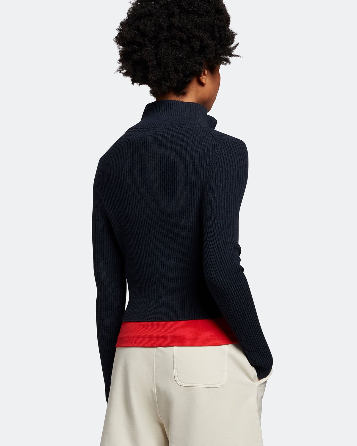 Womens Cropped Ribbed 1/4 Zip Jumper sold by Lyle & Scott product image thumbnail 3