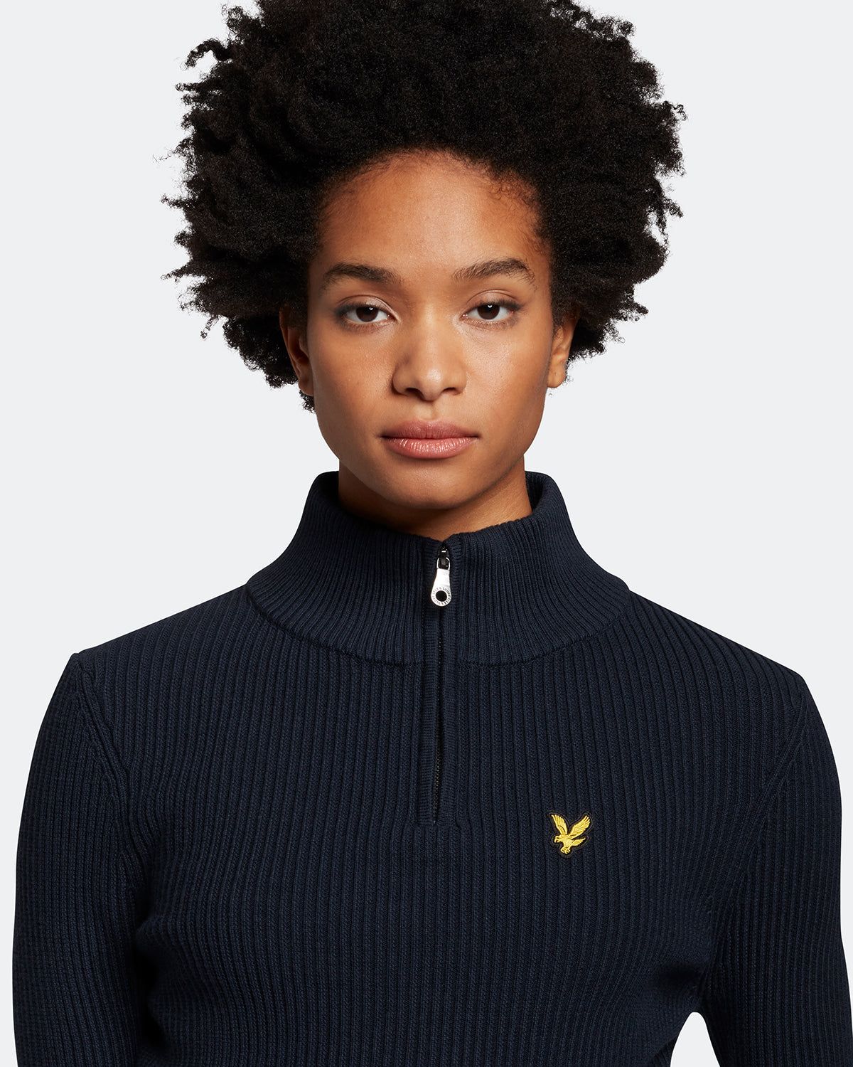Womens Cropped Ribbed 1/4 Zip Jumper sold by Lyle & Scott product image thumbnail 4