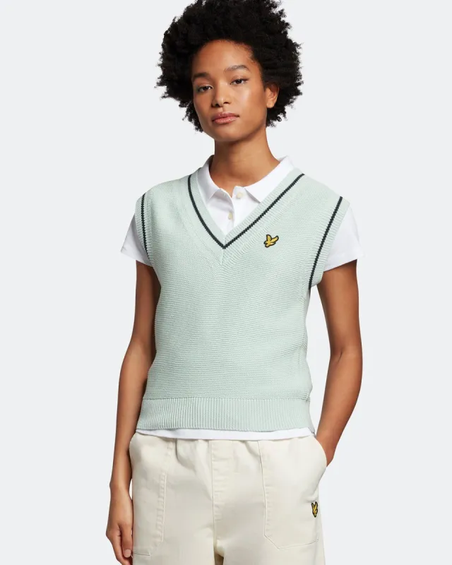 Womens V Neck Vest with Crest sold by Lyle & Scott