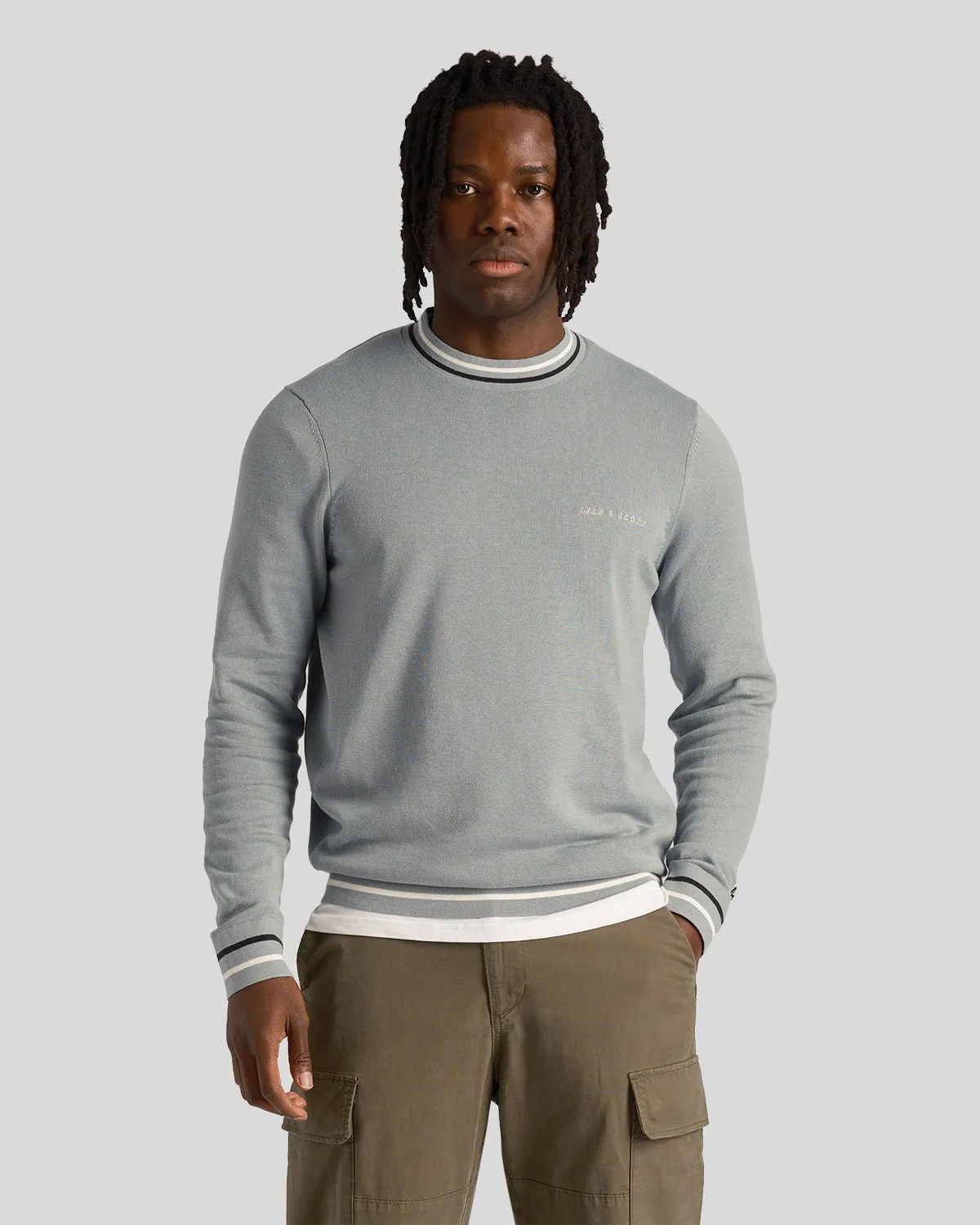 Tipped Crew Neck Jumper sold by Lyle & Scott