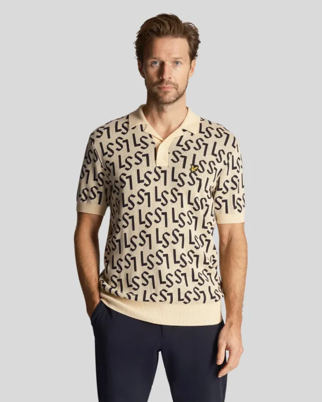 Golf Monogram Knitted Polo Shirt sold by Lyle & Scott