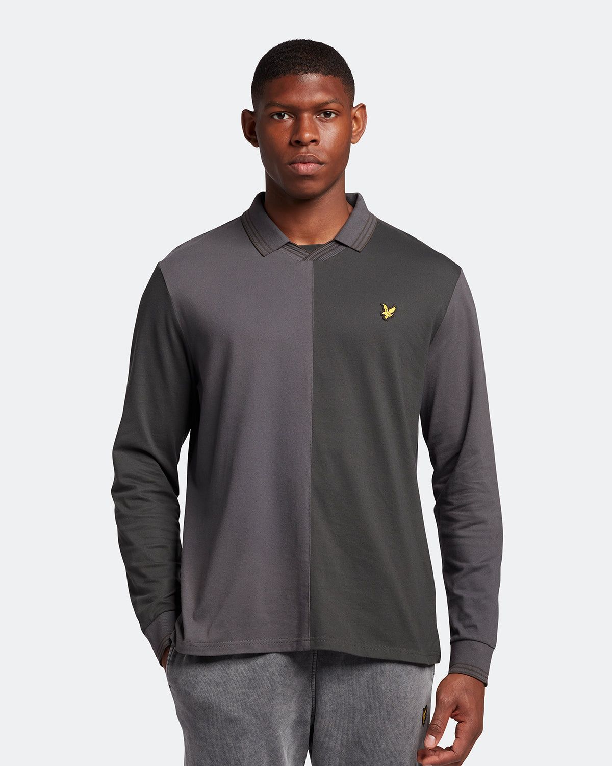 Long Sleeve Wide Tonal Stripe Polo Shirt sold by Lyle & Scott