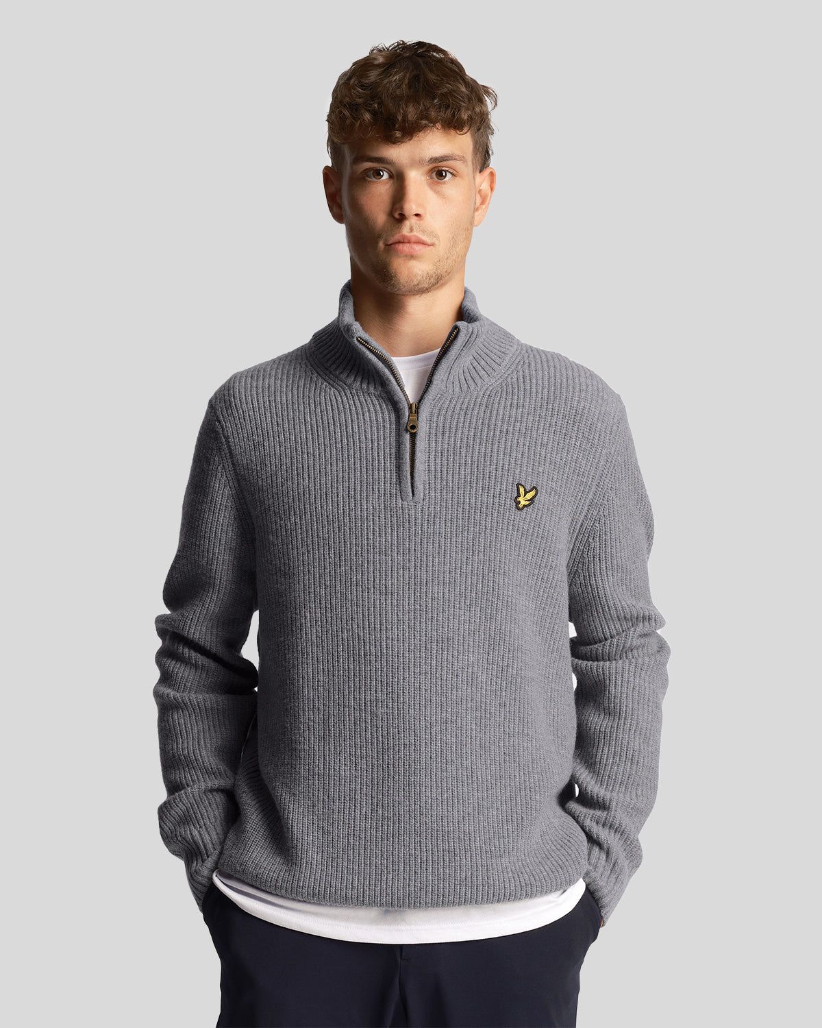 Ribbed Quarter Zip Jumper sold by Lyle & Scott