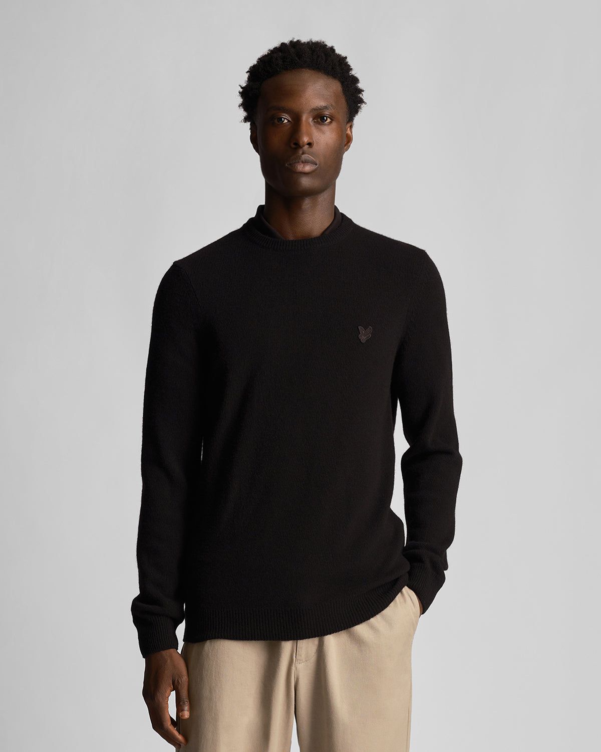 Tonal Eagle Crew Neck Lambswool Blend Jumper sold by Lyle & Scott