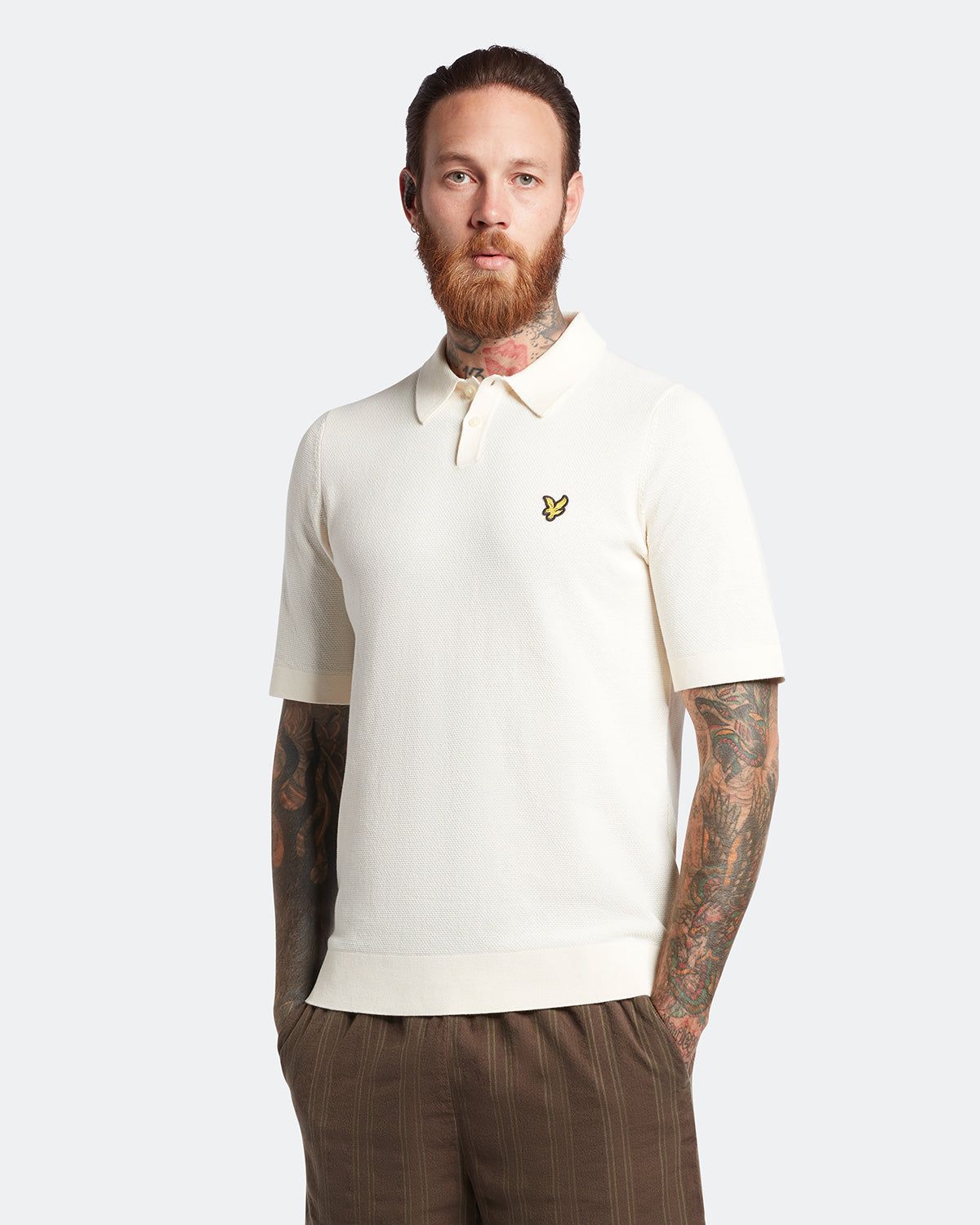 Textured Knitted Polo Shirt sold by Lyle & Scott