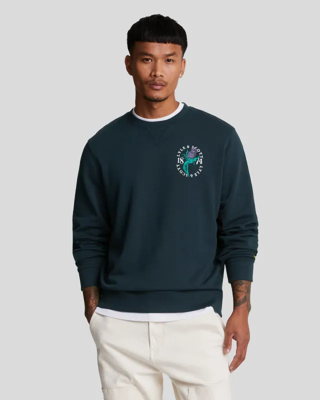 Thistle Flora Printed Crew Neck Sweatshirt sold by Lyle & Scott