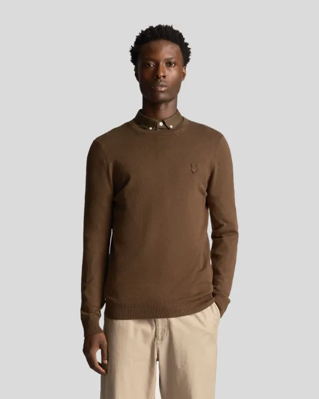 Tonal Eagle Cotton Merino Crew Neck Jumper sold by Lyle & Scott