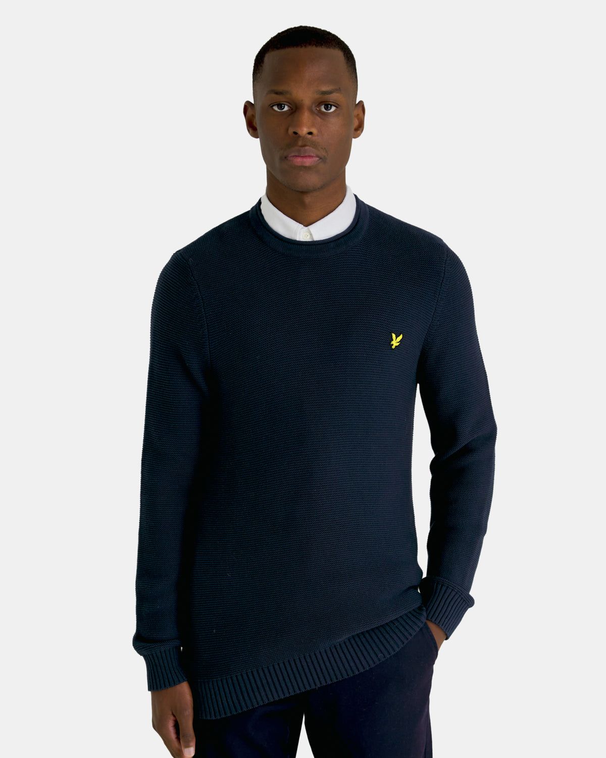 Garter Stitch Self Roll Neck Jumper sold by Lyle & Scott