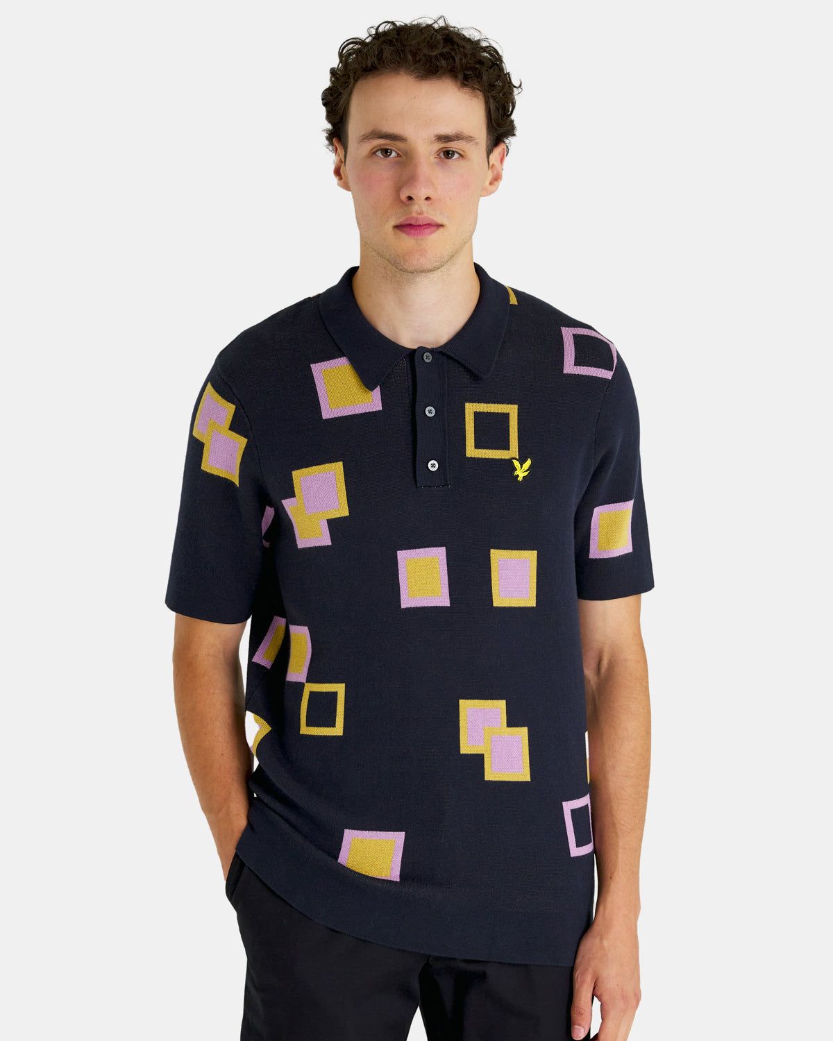 Golf Square Knit Polo Shirt sold by Lyle & Scott