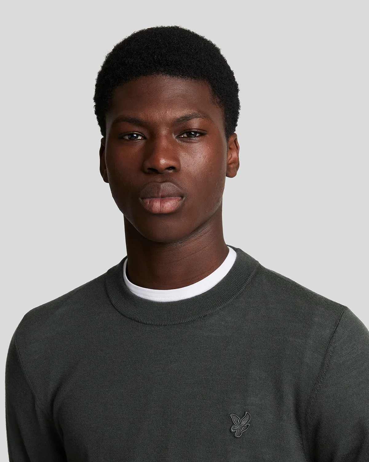 Tonal Eagle Merino Crew Neck Jumper sold by Lyle & Scott product image thumbnail 4