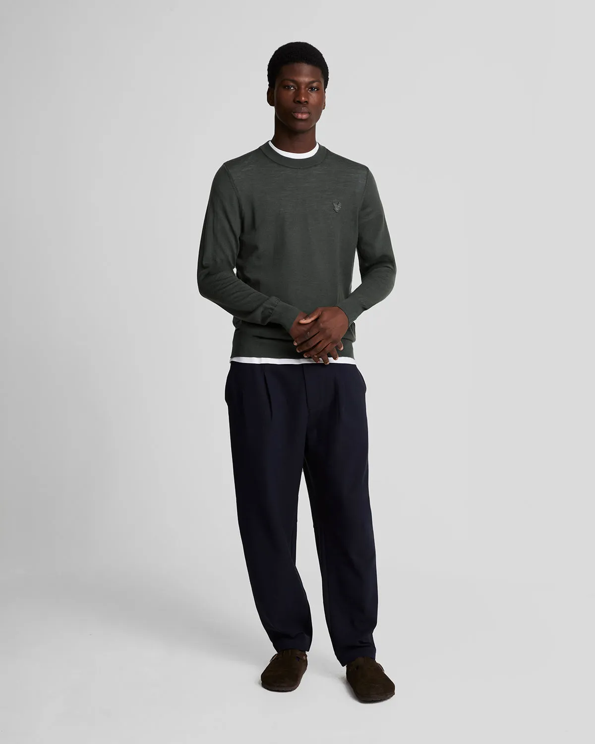 Tonal Eagle Merino Crew Neck Jumper sold by Lyle & Scott product image thumbnail 2