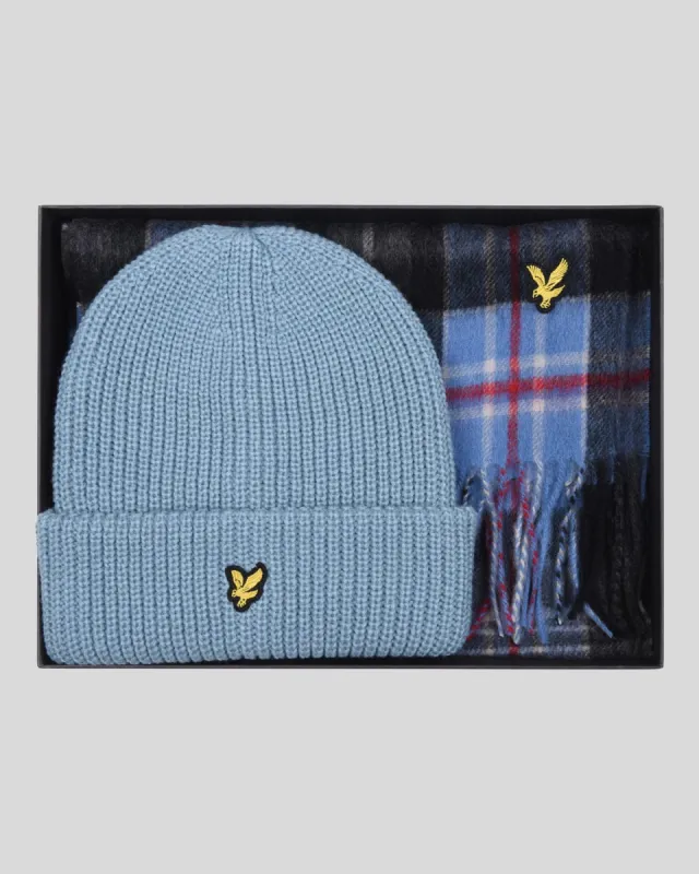 Lambswool Blend Checked Scarf & Beanie Gift Set sold by Lyle & Scott